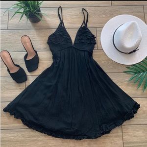Black ruffle mini dress